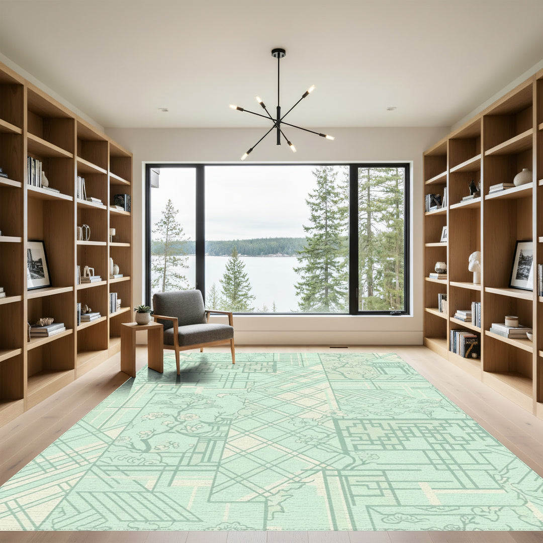 Pastel Pagodas Blossom Geometric Collage Rug