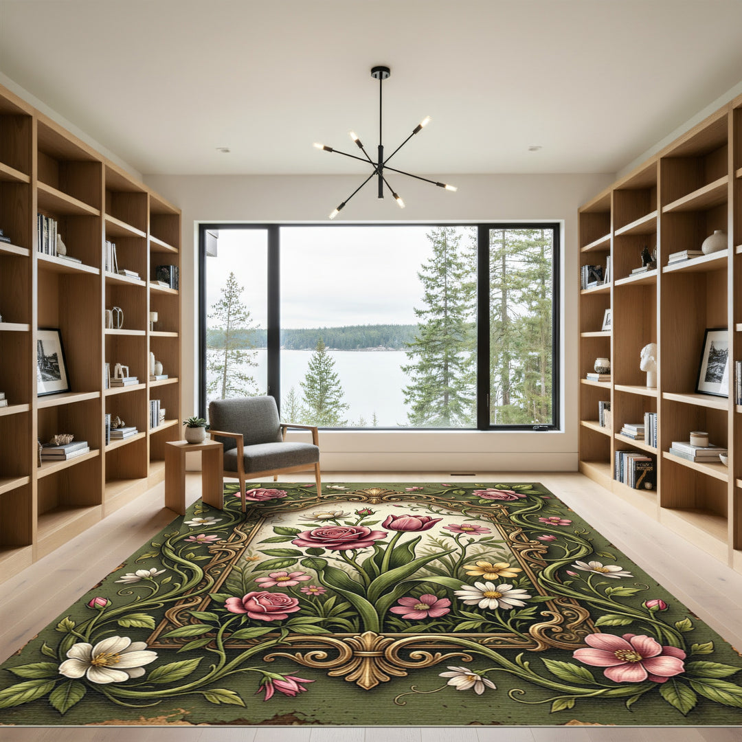 Gilded Rose Tulip Garden Surround Rug