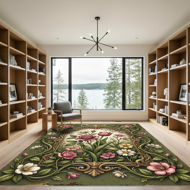 Gilded Rose Tulip Garden Surround Rug
