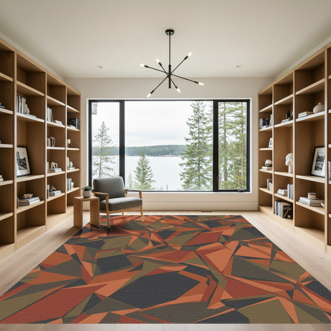 Terracotta Ochre Camouflage Fragment Rug