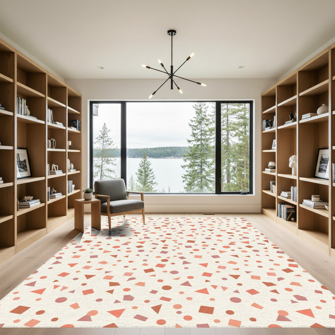 Coral And Rose Geometric Scatter Rug