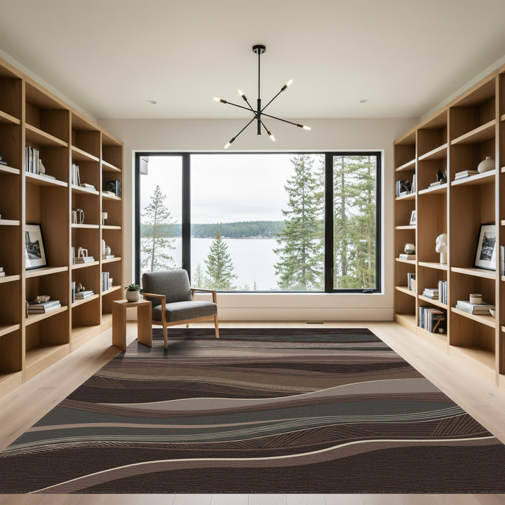 Earthy Tones Wavy Layered Landscape Rug