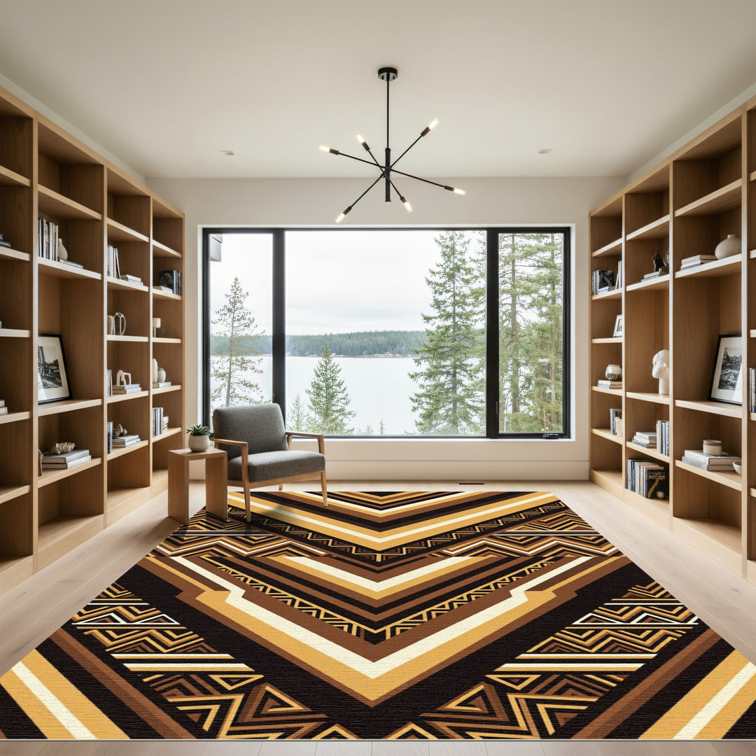 Geometric Earth Tone Chevron Rug