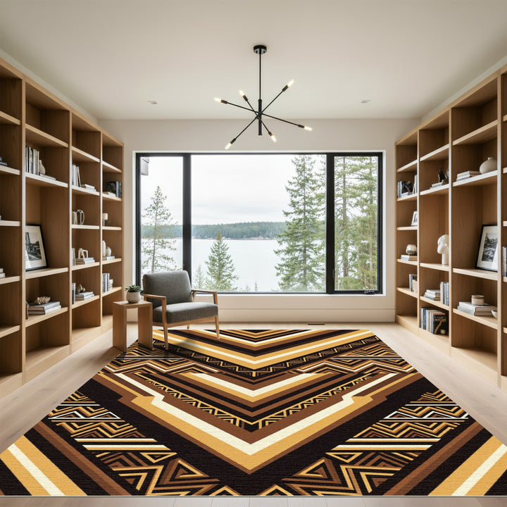 Geometric Earth Tone Chevron Rug