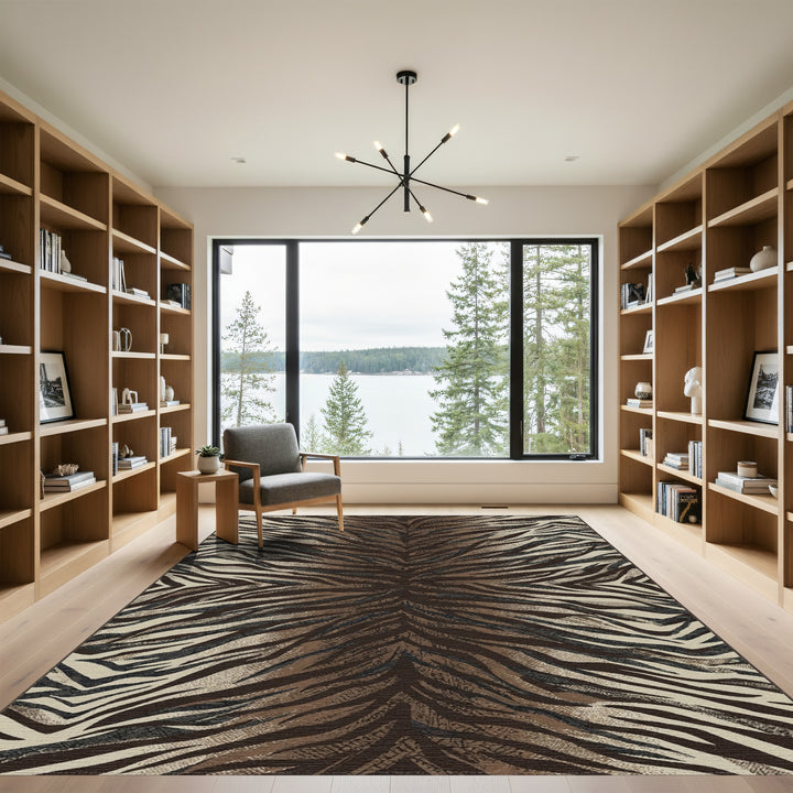 Brown Tiger Stripe Animal Print Rug