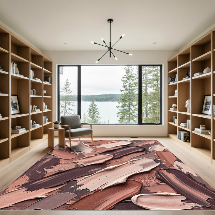 Earthy Tone Swirl Brushstroke Rug