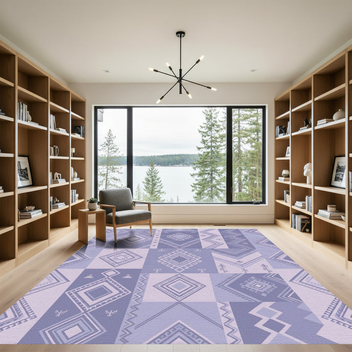 Lavender Geometric Diamond Patchwork Rug