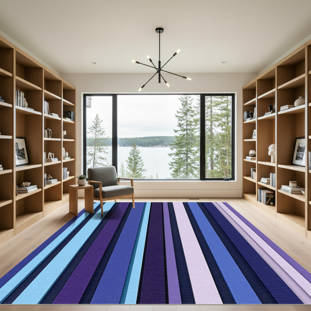 Abstract Vertical Stripes Lavender Rug