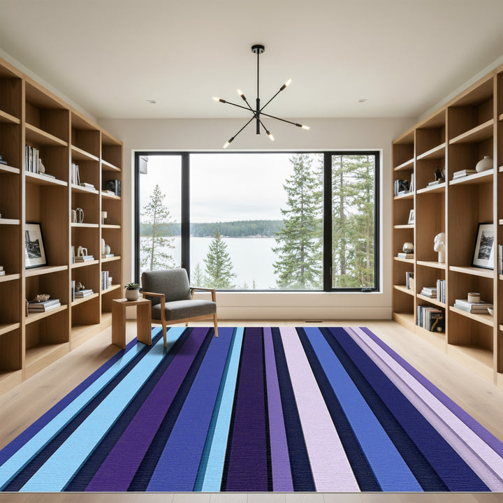 Abstract Vertical Stripes Lavender Rug