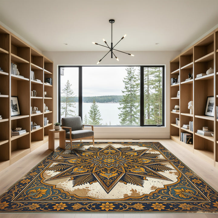 Golden Eight-Pointed Star Rug