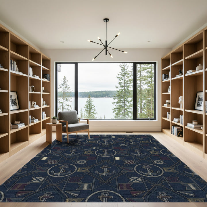 Seafaring Navy Anchor Flag Collection Rug