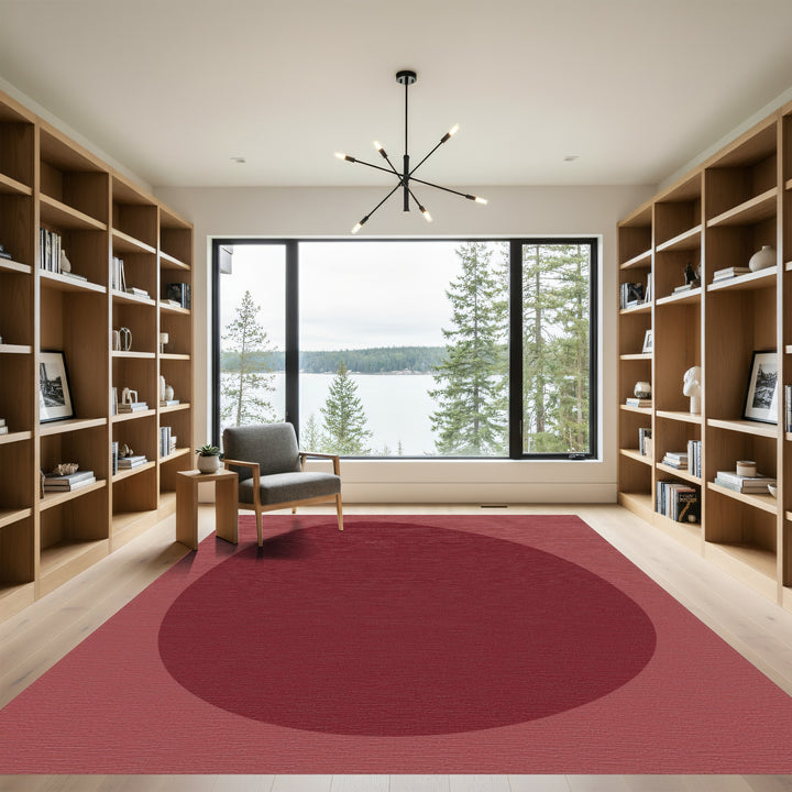 Crimson Egg Shape Abstract Rug