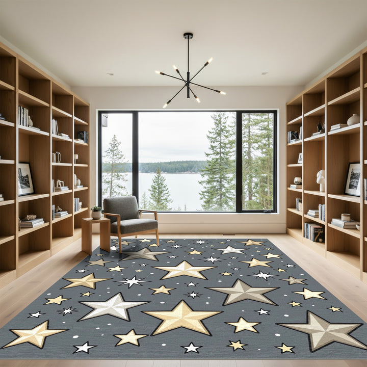 Cosmic Starry Night Gray Rug