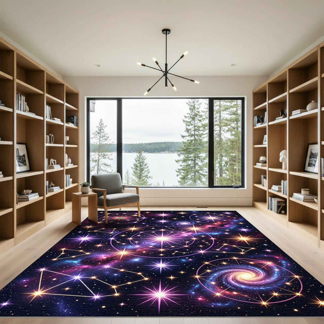 Cosmic Starburst Constellation Swirl Rug