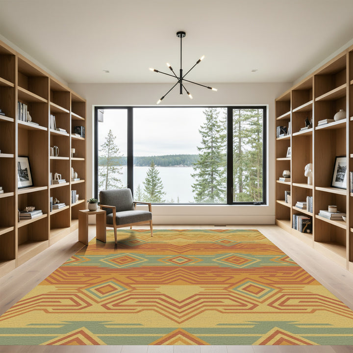 Earthy Geometric Diamond Zigzag Rug