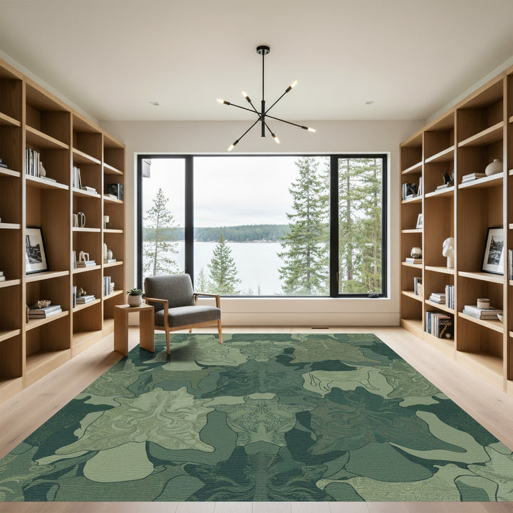 Emerald Green Woodland Hide Collage Rug