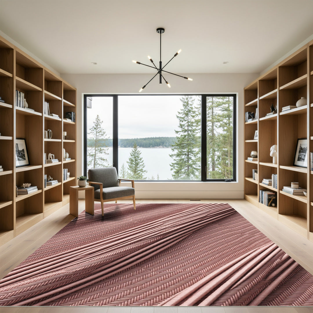 Rose Gold Herringbone Stripes Rug