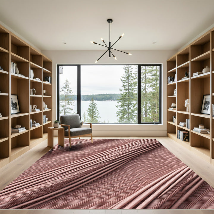 Rose Gold Herringbone Stripes Rug