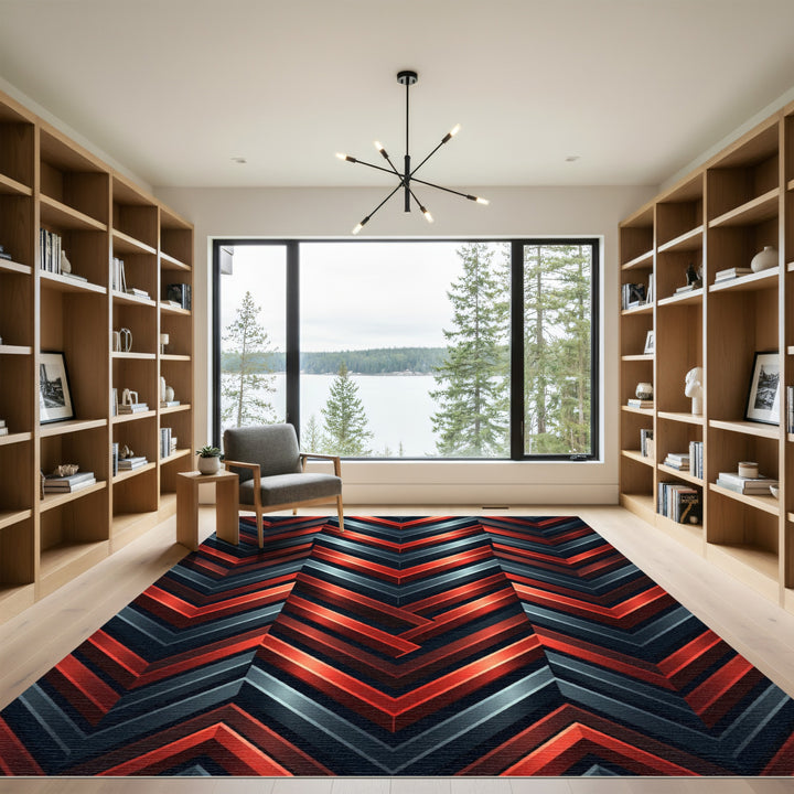 Red Gray Chevron Chevron Rug