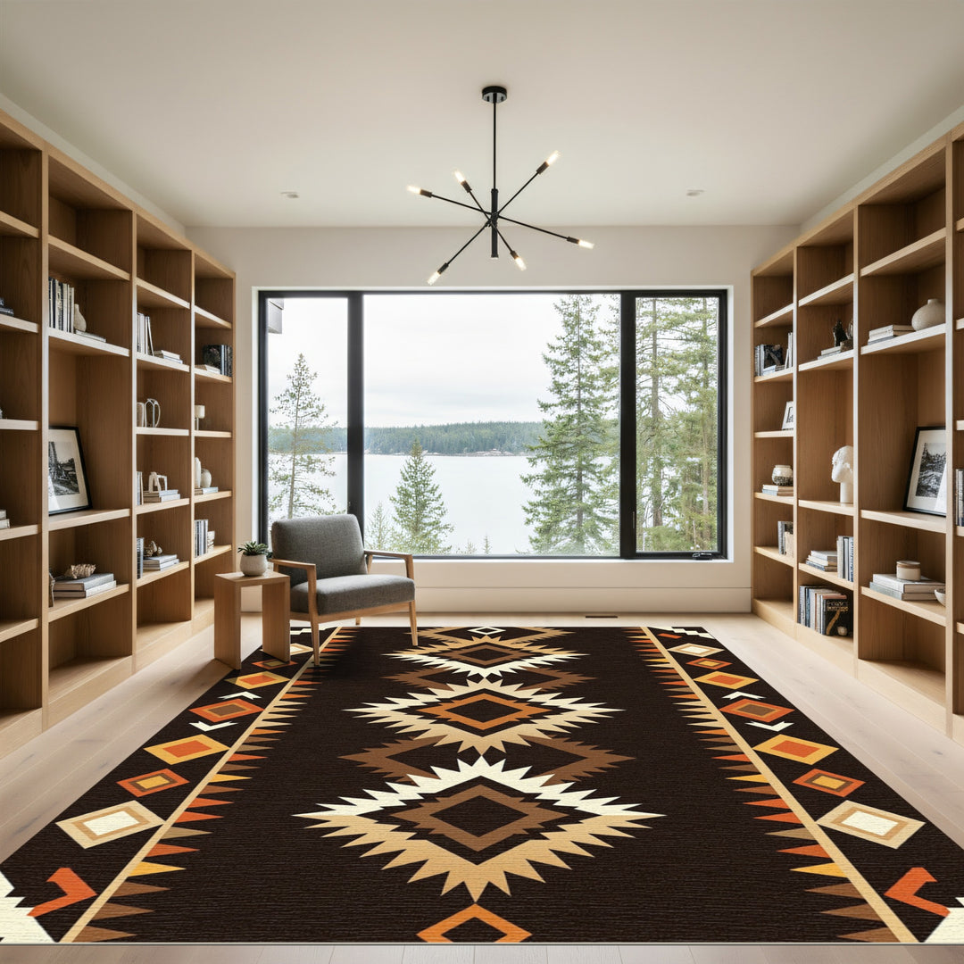 Earthy Diamond Sunburst Tribal Rug