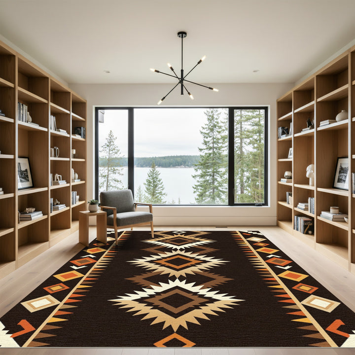 Earthy Diamond Sunburst Tribal Rug