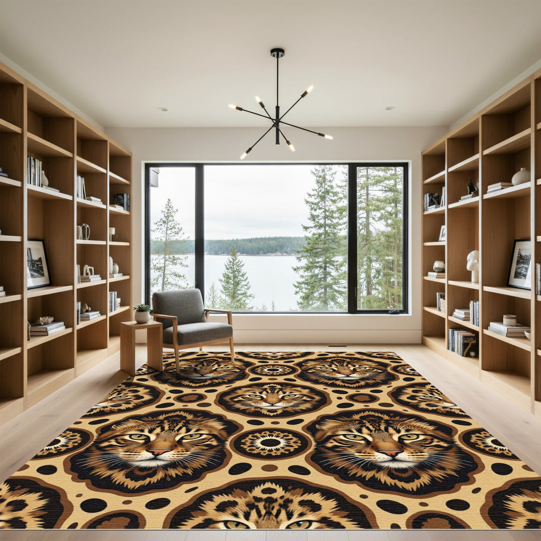 Exotic Wild Cat Face Ornament Rug