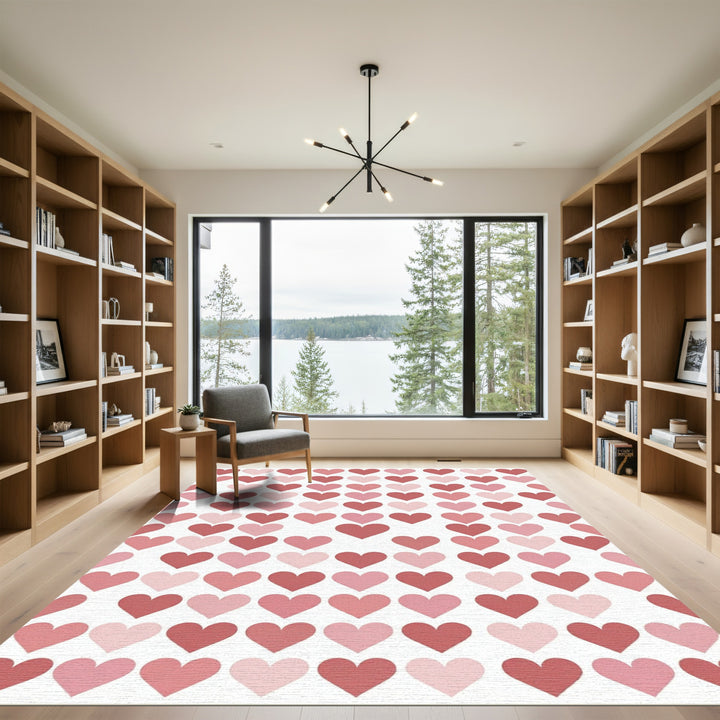 Pink Hearts Valentine's Day Rug