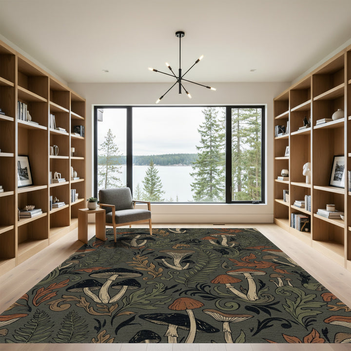 Vintage Mushroom Foliage Medallion Rug