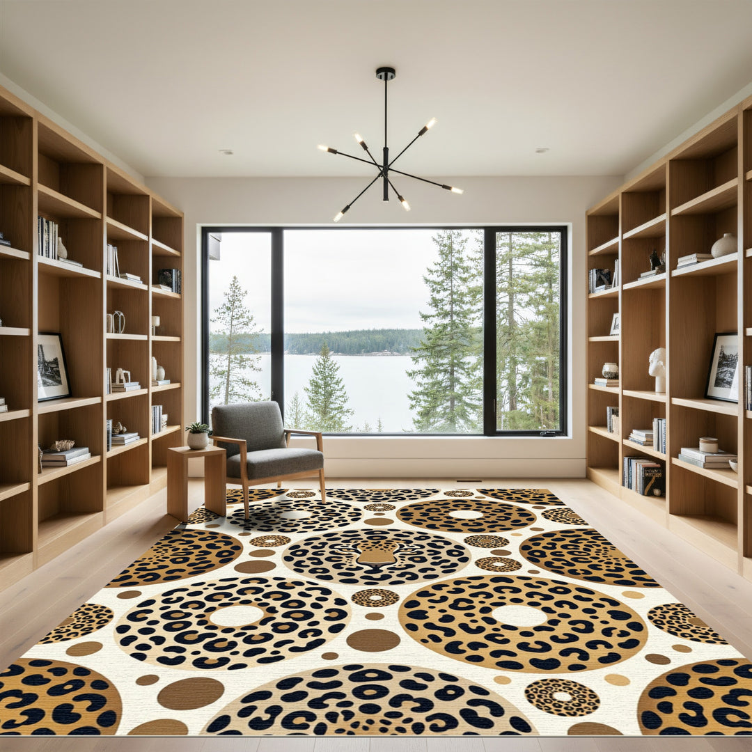 Wild Leopard Spots Circles Rug