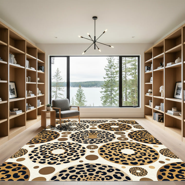 Wild Leopard Spots Circles Rug