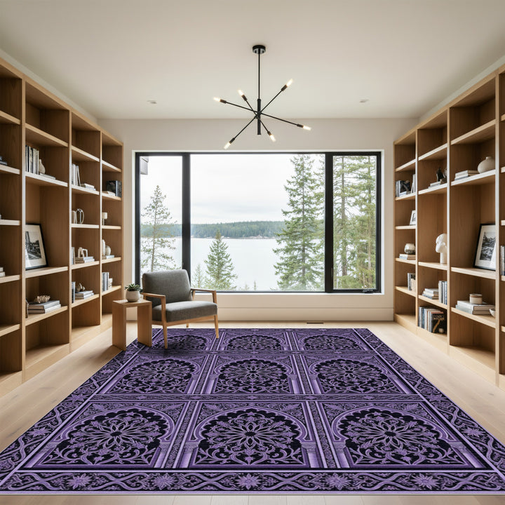 Elegant Purple Arabesque Arch Rug