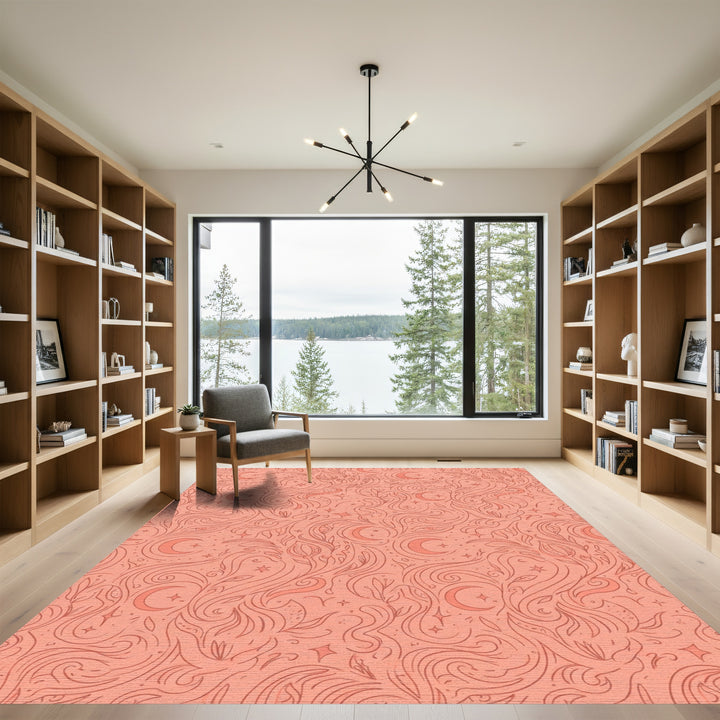 Celestial Moon And Star Swirl Garden Rug