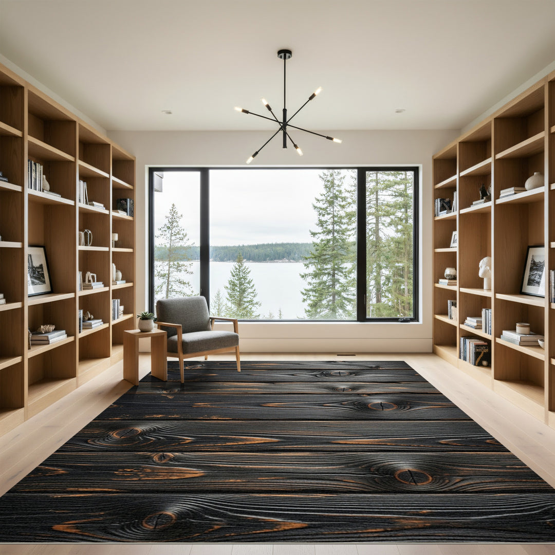 Dark Natural Wood Grain Texture Rug