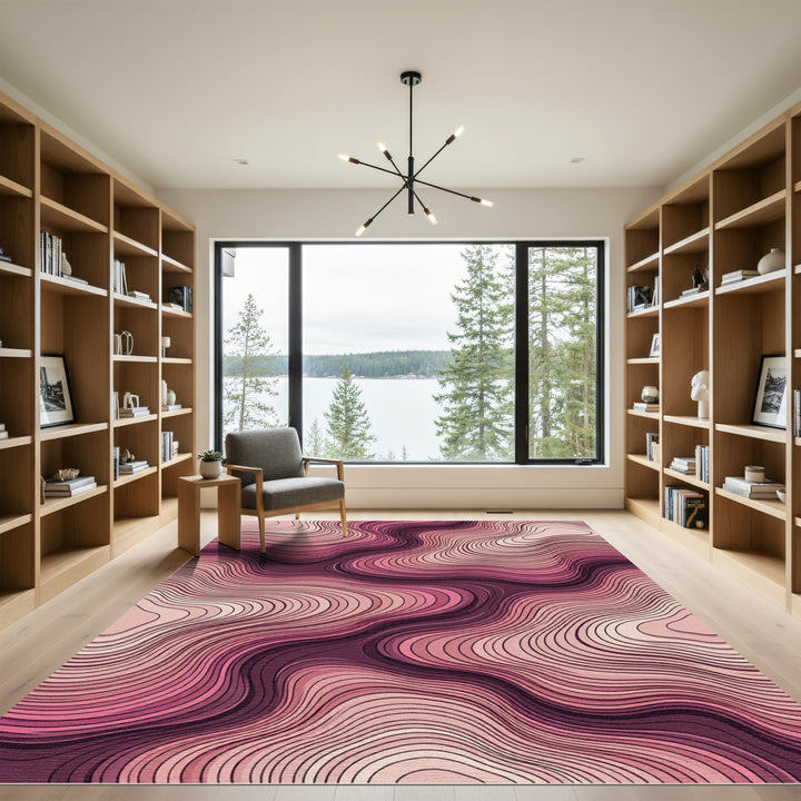 Mauve Pink Flowing Contour Waves Rug