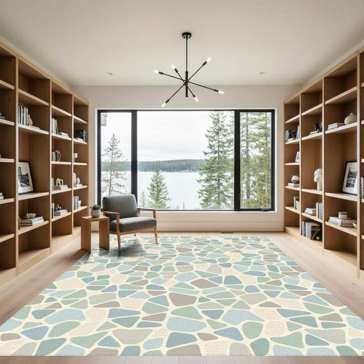 Coastal Terracotta Irregular Stone Collage Rug