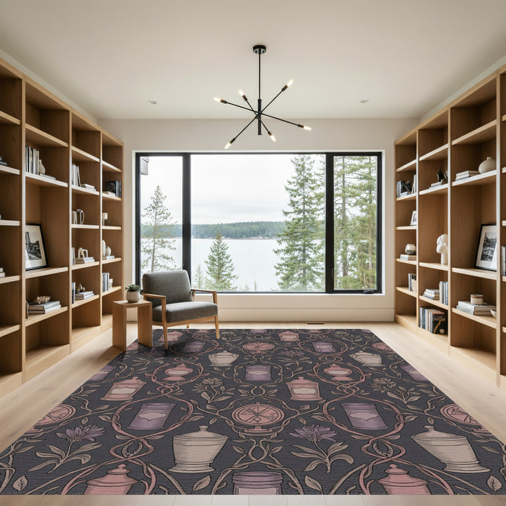 Victorian Apothecary Jars Botanical Vine Rug