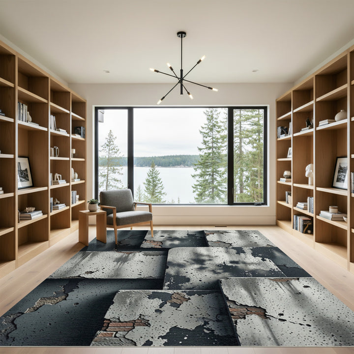 Cracked Concrete Abstract Texture Rug