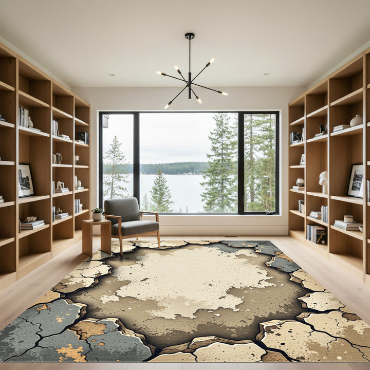 Cracked Earth Abstract Area Rug