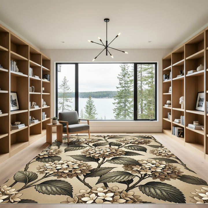 Vintage Hydrangea Floral Branch Rug