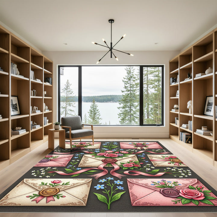 Vintage Floral Love Letter Collage Rug