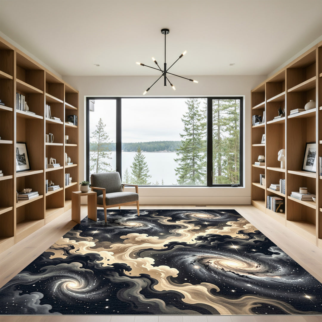 Cosmic Swirls Galaxy Night Sky Rug