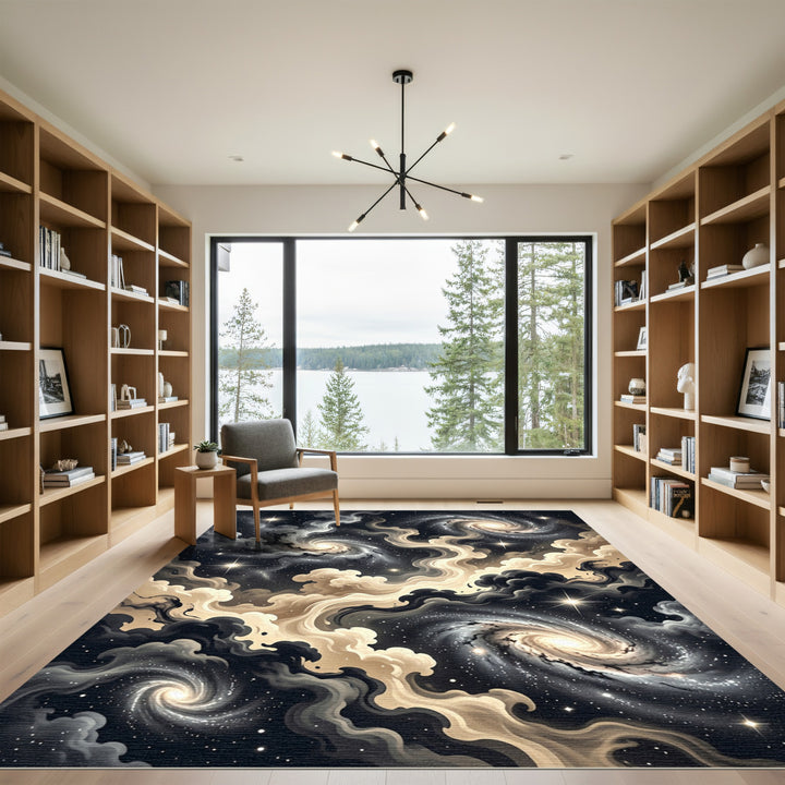 Cosmic Swirls Galaxy Night Sky Rug