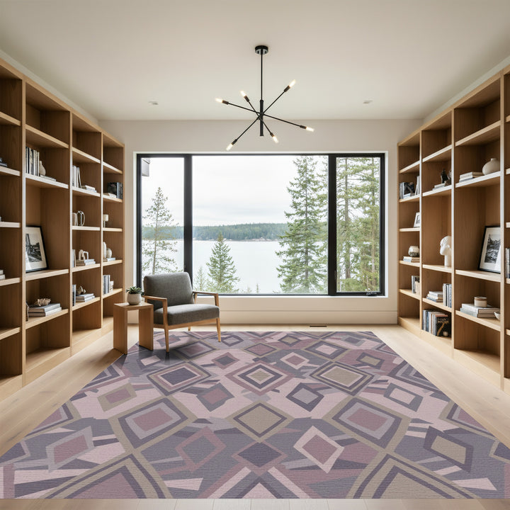 Muted Mauve Diamond Geometric Array Rug