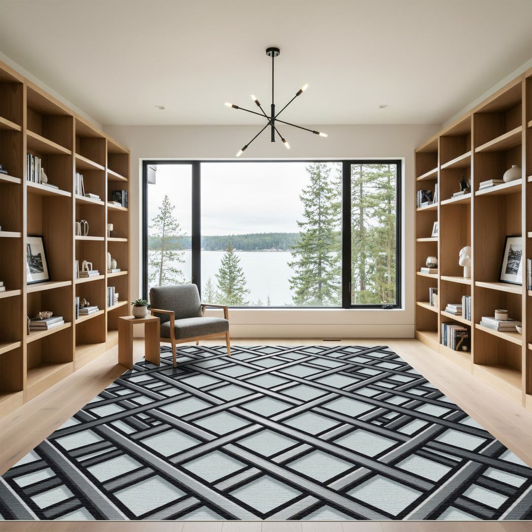Modern Metallic Interlocking Strands Rug