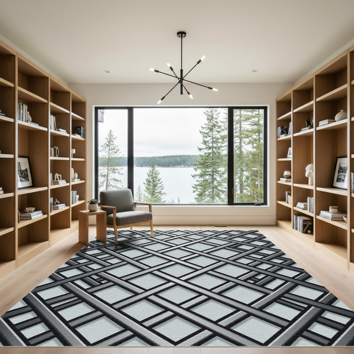 Modern Metallic Interlocking Strands Rug