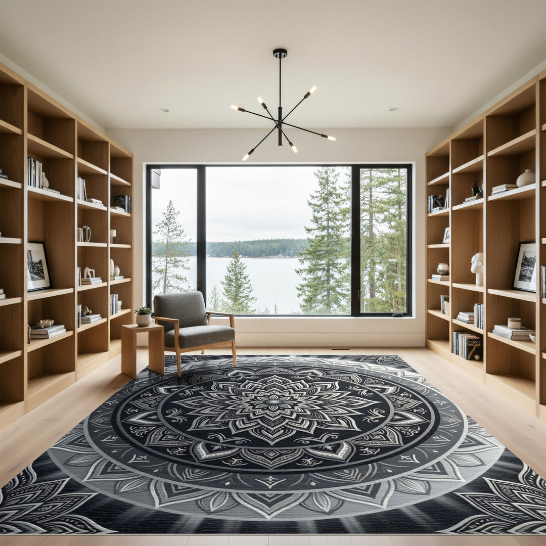 Monochromatic Intricate Mandala Rug