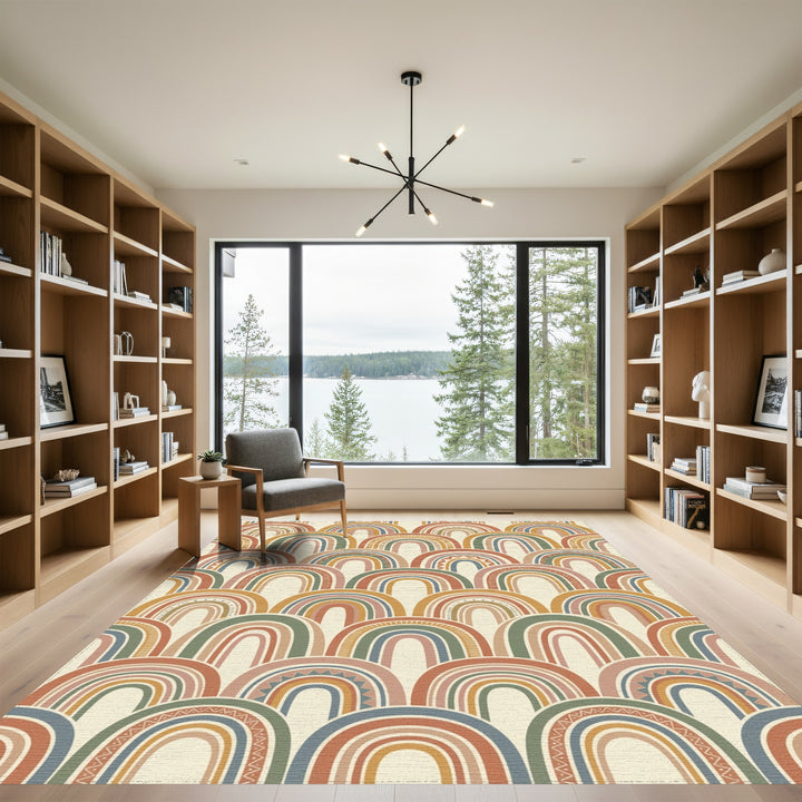 Earthy Rainbow Arch Boho Mix Rug