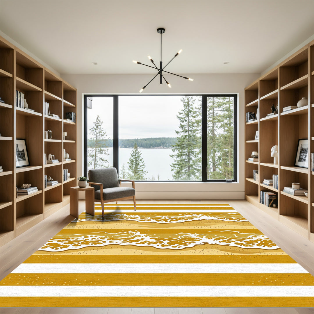 Golden Beach Wave Stripe Rug