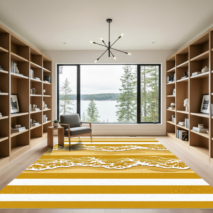 Golden Beach Wave Stripe Rug