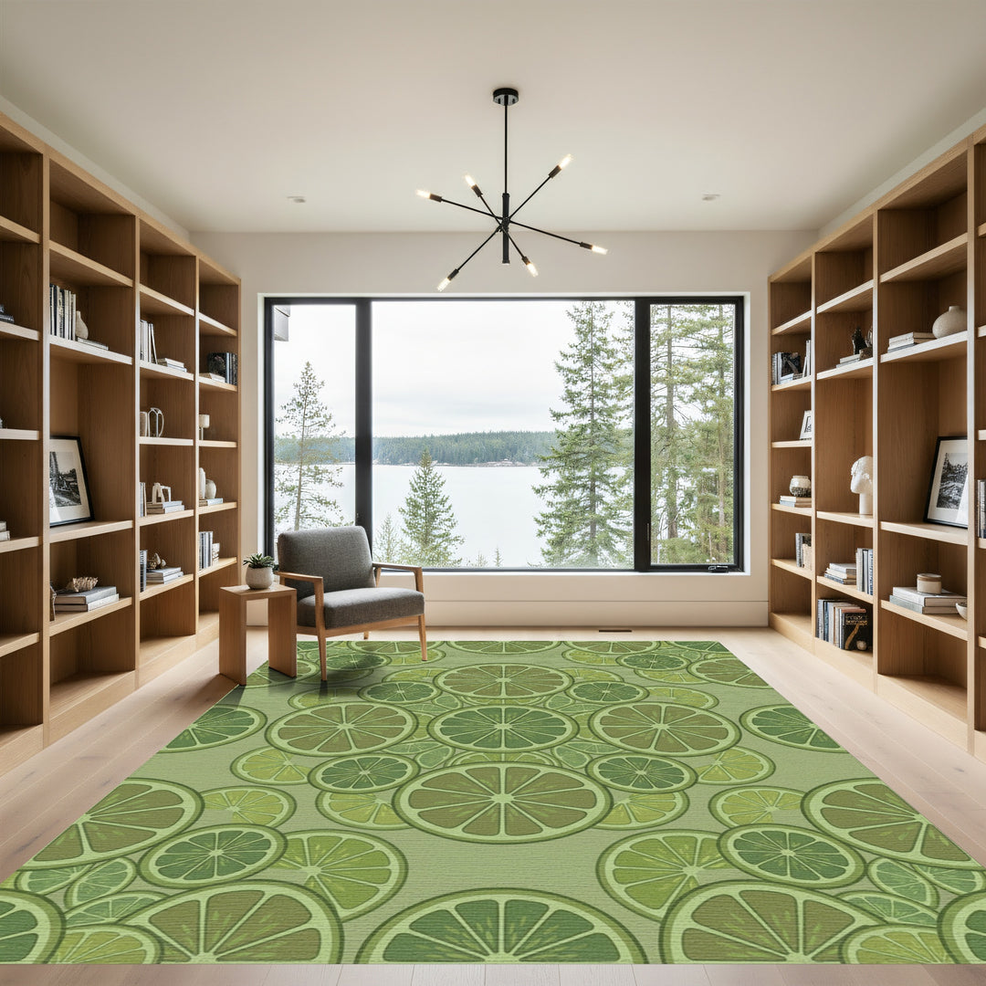 Green Citrus Fruit Slices Mandala Rug